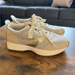 Dolce vita taupe and gold sneakers